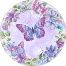Painel De Festa Redondo 1,50x1,50 - Borboleta Lilás Aquarela Floral 021