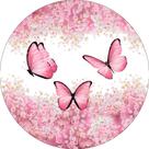 Painel De Festa Redondo 1,50x1,50 - Borboleta Rosa Suave Floral 038