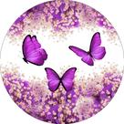 Painel De Festa Redondo 1,50x1,50 - Borboleta Roxo Floral 039