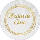 Painel De Festa Redondo 1,50x1,50 - Casamento Bodas de Ouro Dourado 005