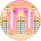Painel De Festa Redondo 1,50x1,50 - Castelo Realeza Rosa 006