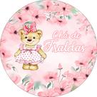 Painel De Festa Redondo 1,50x1,50 - Chá de Fraldas Ursinha Rosa 060