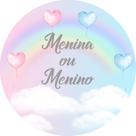 Painel De Festa Redondo 1,50x1,50 - Cha Revelação Menina ou Menino fundo Cute com Arco-Íris e Balões 051