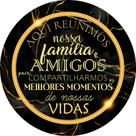 Painel De Festa Redondo 1,50x1,50 - Confraternização Preto e Dourado 024