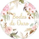 Painel De Festa Redondo 1,50x1,50 - Flores Bodas de Ouro 031
