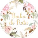 Painel De Festa Redondo 1,50x1,50 - Flores Bodas de Prata Elegante 034