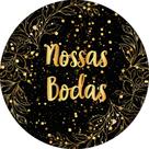 Painel De Festa Redondo 1,50x1,50 - Folhagens Efeito Brilhos Nossas Bodas 013