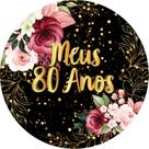 Painel De Festa Redondo 1,50x1,50 - Meus 80 Anos Floral 054 Painel De Festa Redondo 1,50x1,50 - Meus 80 Anos Floral 054