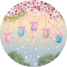 Painel De Festa Redondo 1,50x1,50 - Ovos de Páscoa Laços E Fitas 011