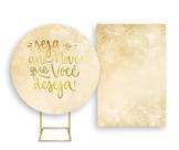 Painel De Festa Redondo 1,50x1,50 + Painel Vertical 1,50x2,20 - Ano Novo Dourado Chique 002