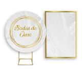 Painel De Festa Redondo 1,50x1,50 + Painel Vertical 1,50x2,20 - Casamento Bodas de Ouro 001 Painel De Festa Redondo 1,50x1,50 + Painel Vertical 1,50x2,20 - Casamento Bodas de Ouro 001