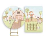 Painel De Festa Redondo 1,50x1,50 + Painel Vertical 1,50x2,20 - Fazendinha Cute Tons Claros 013