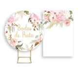 Painel De Festa Redondo 1,50x1,50 + Painel Vertical 1,50x2,20 - Flores Bodas de Prata 011