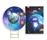 Painel De Festa Redondo 1,50x1,50 + Painel Vertical 1,50x2,20 - Galáxia Planetas 001 Painel De Festa Redondo 1,50x1,50 + Painel Vertical 1,50x2,20 - Galáxia Planetas 001