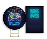 Painel De Festa Redondo 1,50x1,50 + Painel Vertical 1,50x2,20 - Jogos Let's Play Efeito Neon 001 Painel De Festa Redondo 1,50x1,50 + Painel Vertical 1,50x2,20 - Jogos Let's Play Efeito Neon 001