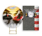 Painel De Festa Redondo 1,50x1,50 + Painel Vertical 1,50x2,20 - Kart Corrida 005