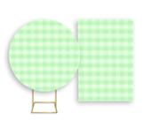 Painel De Festa Redondo 1,50x1,50 + Painel Vertical 1,50x2,20 - Xadrez Verde Suave 026
