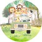 Painel De Festa Redondo 1,50x1,50 - Safari no Bosque Todos 001
