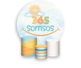 Painel De Festa Redondo 1,50x1,50 + Trio De Capas Cilindro - 365 Sorrisos Tons Pastéis 061 Painel De Festa Redondo 1,50x1,50 + Trio De Capas Cilindro - 365 Sorrisos Tons Pastéis 061