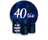 Painel De Festa Redondo 1,50x1,50 + Trio De Capas Cilindro - 40 Anos 40TÃO Azul 197