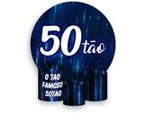 Painel De Festa Redondo 1,50x1,50 + Trio De Capas Cilindro - 50 Anos 50TÃO Azul 196