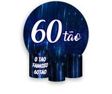Painel De Festa Redondo 1,50x1,50 + Trio De Capas Cilindro - 60 Anos 60TÃO Azul 195
