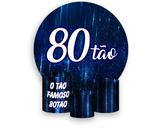 Painel De Festa Redondo 1,50x1,50 + Trio De Capas Cilindro - 80 Anos 80TÃO Azul 193