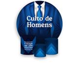 Painel De Festa Redondo 1,50x1,50 + Trio De Capas Cilindro - Culto De Homens Terno Azul 038