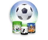 Painel De Festa Redondo 1,50x1,50 + Trio De Capas Cilindro - Futebol Copa Bola 005 Painel De Festa Redondo 1,50x1,50 + Trio De Capas Cilindro - Futebol Copa Bola 005