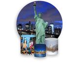 Painel De Festa Redondo 1,50x1,50 + Trio De Capas Cilindro - Nova York Realista 009