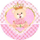 Painel De Festa Redondo 1,50x1,50 - Ursinha Realeza Princesa Rosas 006 Painel De Festa Redondo 1,50x1,50 - Ursinha Realeza Princesa Rosas 006