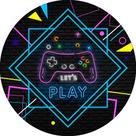 Painel De Festa Redondo 1,50x1,50 - Video Game Retro 003