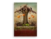 Painel De Festa Vertical 1,50 x 2,20 - Árvore de Halloween Abóboras Escura 022