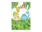 Painel De Festa Vertical 1,50 x 2,20 - Dinossauro Cute Folhagens 021 Painel De Festa Vertical 1,50 x 2,20 - Dinossauro Cute Folhagens 021
