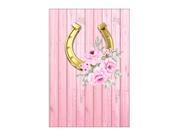 Painel De Festa Vertical 1,50 x 2,20 - Ferradura De Cavalo Flores Rosa 052