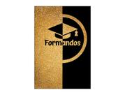 Painel De Festa Vertical 1,50 x 2,20 - Formatura Preto e Dourado Formandos 014