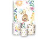 Painel De Festa Vertical 1,50 x 2,20 + Trio De Capas Cilindro - Abelhinha Colmeia Cute 002