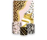 Painel De Festa Vertical 1,50 x 2,20 + Trio De Capas Cilindro - Animal Print Gold 026 Painel De Festa Vertical 1,50 x 2,20 + Trio De Capas Cilindro - Animal Print Gold 026
