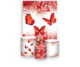 Painel De Festa Vertical 1,50 x 2,20 + Trio De Capas Cilindro - Borboleta Vermelha Floral 035 Painel De Festa Vertical 1,50 x 2,20 + Trio De Capas Cilindro - Borboleta Vermelha Floral 035