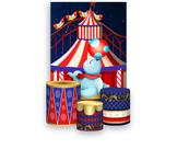 Painel De Festa Vertical 1,50 x 2,20 + Trio De Capas Cilindro - Circo Foca Cute 027 Painel De Festa Vertical 1,50 x 2,20 + Trio De Capas Cilindro - Circo Foca Cute 027