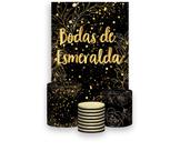 Painel De Festa Vertical 1,50 x 2,20 + Trio De Capas Cilindro - Efeito Brilhos Bodas de Esmeralda 020