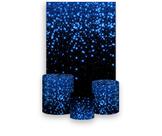 Painel De Festa Vertical 1,50 x 2,20 + Trio De Capas Cilindro - Efeito Glitter Azul Fundo Preto 016 Painel De Festa Vertical 1,50 x 2,20 + Trio De Capas Cilindro - Efeito Glitter Azul Fundo Preto 016
