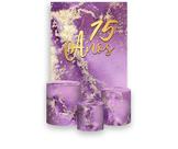 Painel De Festa Vertical 1,50 x 2,20 + Trio De Capas Cilindro - Efeito Mármore Roxo com Dourado 15 Anos 065