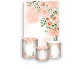 Painel De Festa Vertical 1,50 x 2,20 Trio De Capas Cilindro, Floral Tom Salmão 132