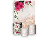 Painel De Festa Vertical 1,50 x 2,20 + Trio De Capas Cilindro - Flores Rosa Efeito Glitter 004