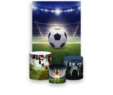 Painel De Festa Vertical 1,50 x 2,20 + Trio De Capas Cilindro - Futebol Bola no Campo 022