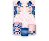 Painel De Festa Vertical 1,50 x 2,20 + Trio De Capas Cilindro - Geométrico Floral Greek Rosa 003