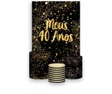 Painel De Festa Vertical 1,50 x 2,20 + Trio De Capas Cilindro - Meus 40 Anos Dourado 080 Painel De Festa Vertical 1,50 x 2,20 + Trio De Capas Cilindro - Meus 40 Anos Dourado 080