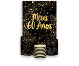 Painel De Festa Vertical 1,50 x 2,20 + Trio De Capas Cilindro - Meus 60 Anos Dourado 078 Painel De Festa Vertical 1,50 x 2,20 + Trio De Capas Cilindro - Meus 60 Anos Dourado 078