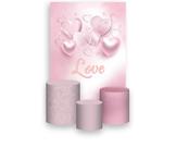Painel De Festa Vertical 1,50 x 2,20 + Trio De Capas Cilindro - Namorados Corações Rosa Love 086